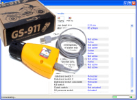 GS-911 interface with USb cable and box shown overlaid on software realtime data screen