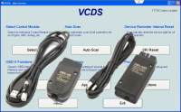 VCDS select module screen with HEX-V2 and HEX-NET interfaces