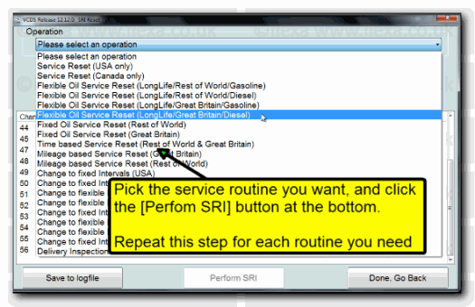 Image of VCDS screen showing service reset types