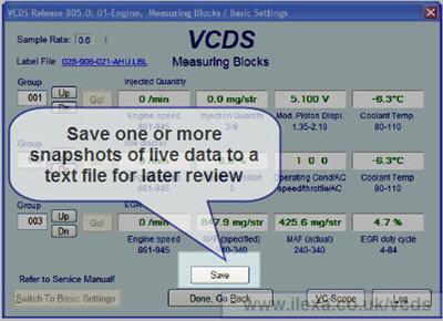 Shows save button in VCDS